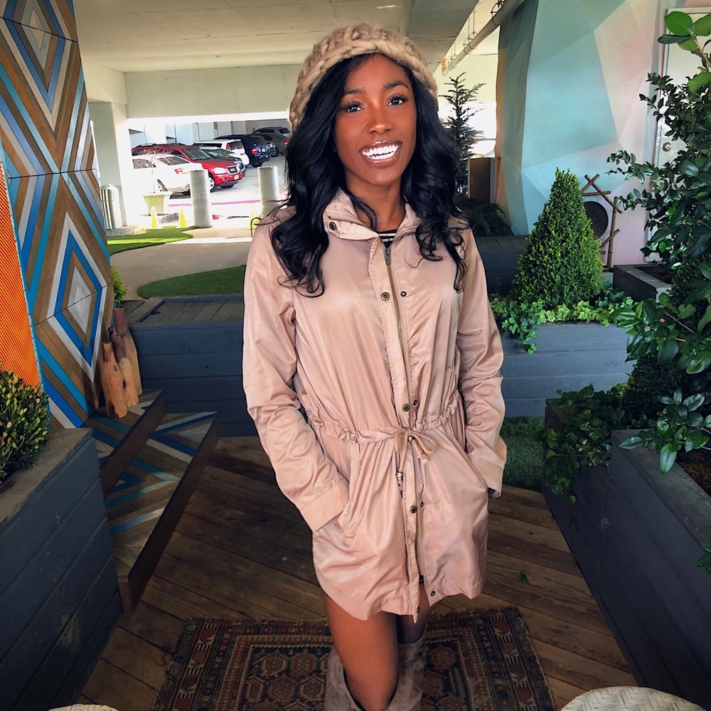 Tan rain jacket